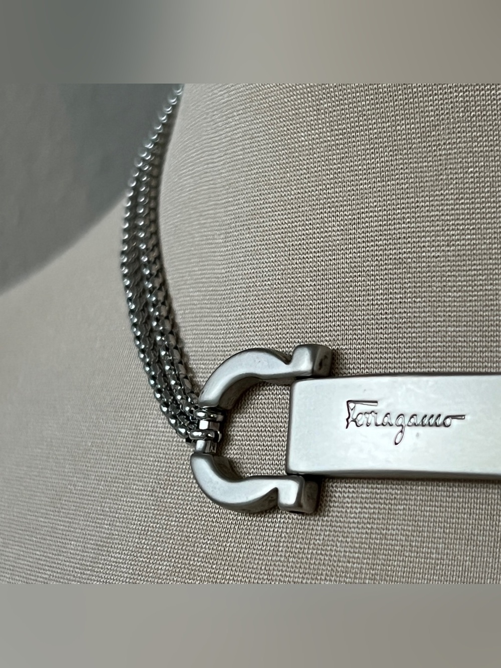 Custom Vintage Salvatore Ferragamo Silver Horsebit Necklace 16-16.5” - Picture 2 of 6